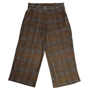 Zara Woman Brown Palazzo Plaid Beach Swim Cover Up Wide leg Cropped Pants Medium